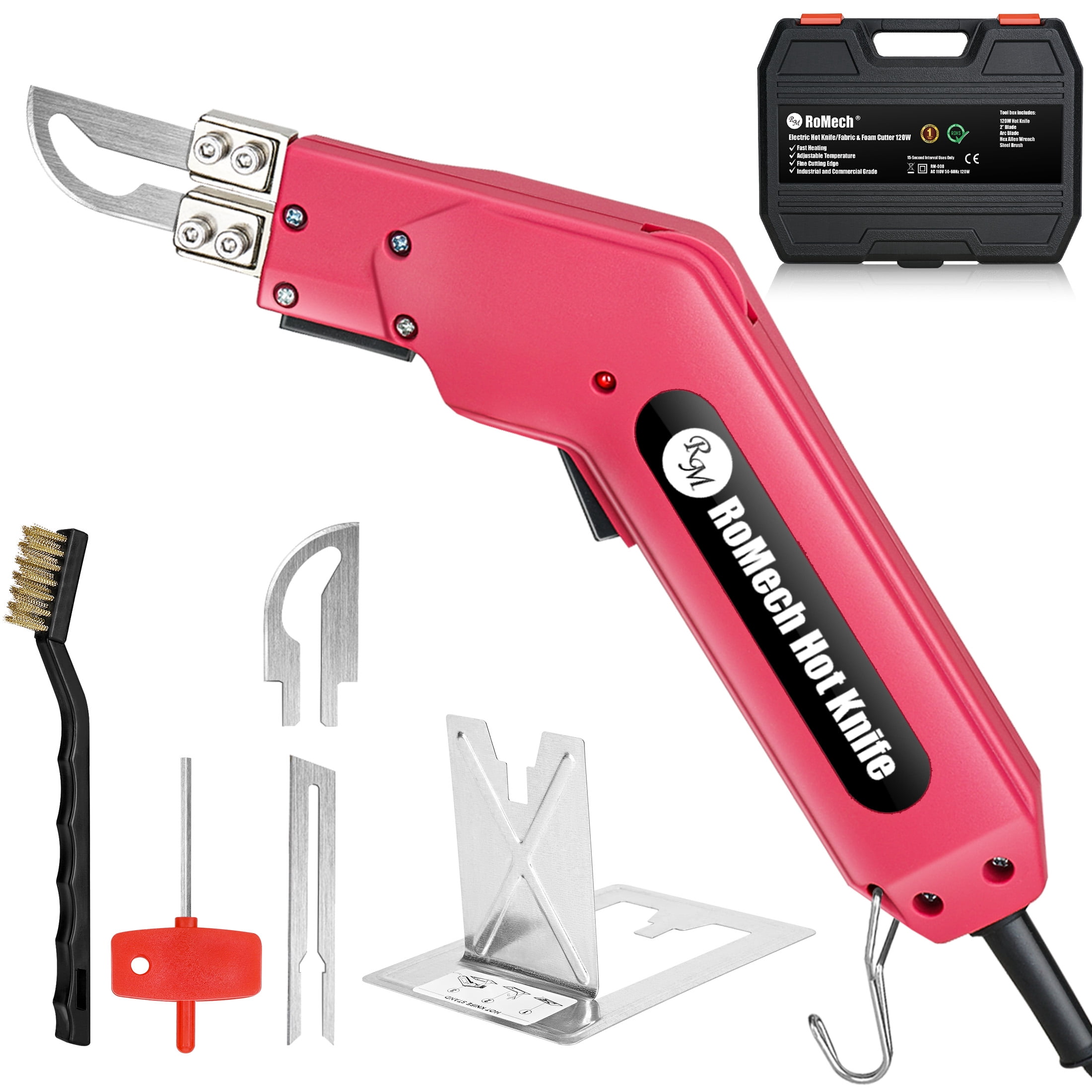 RoMech Fabric Cutter Rope Cutter 100W - Pro Electric Hot Knife - Foam Styrofoam Cutting Tool Kit- with Heavy Duty Case, Blades & Accessories (RM-008)