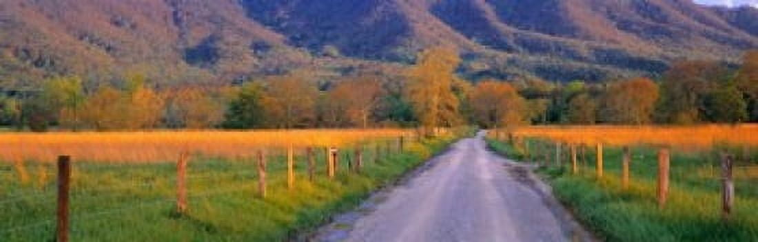 Road At Sundown Cades Cove Great Smoky Mountains National Park Tennessee USA Canvas Art - Panoramic Images (18 x 6)
