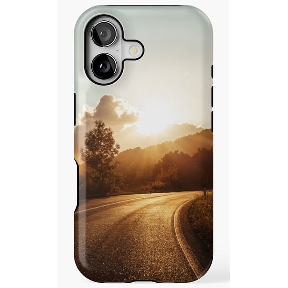 Road At Sunset Serene Nature Landscape Art Phone Case for iPhone 11 12 13 14 15 16 17 Pro Max