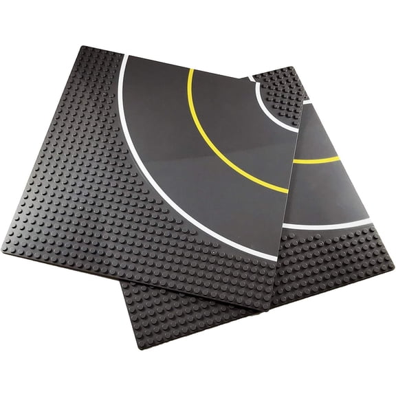 Road Baseplate  Premium Building Blocks Base Plates Compatible with All Major Brands  2pcs Baseplate Gray with Road Design  2 Curve Roads