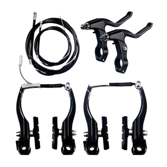 Mountain Bike V Brake Set with Brake levers, Bike Cables Aluminum Alloy Bike Front Rear V Brake Set Easy to Install