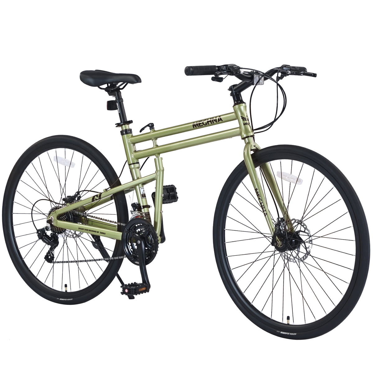 Meghna 700C Hybrid Bike Foldable 21 Speed Double Disc Brakes Aluminum Alloy Frame for Adult Green Walmart