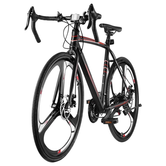 700C Road Bike Racing Bicycle with Shimano 21-Speed Drivetrain Carbon Steel Frame Drop Bar Disc Brake Urban City Commuter Bicycle for Men and Women Adults Cycling Training Use Lightweight Performance