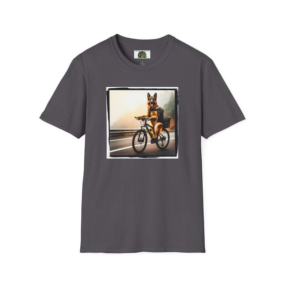 Road Bike German Shepherd Unisex Softstyle T-Shirt