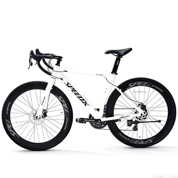 Road Bike for Men, Lukstr 700C Hybrid Bikes for Adults, 14 Speed Integrated Mens Racing Bike with Full Aluminum Frame, Dual Disc Brake, City Commuter Bicycle