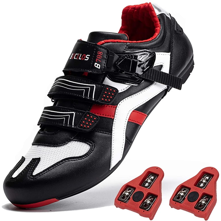Peloton Black and White Cycling Shoes with Red Cleats Strada 100 - Peloton/Delta Cleats Included – Tommaso Cycling main image 2