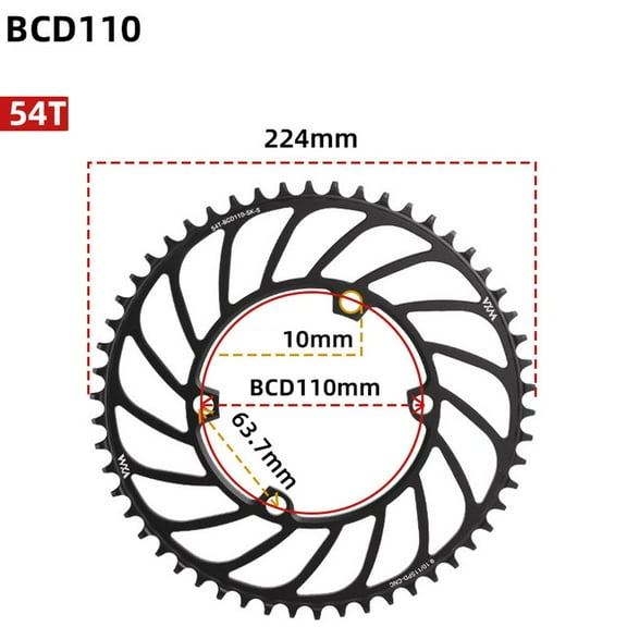 Road Bike Single Chainwheel 110Bcd 4 Bolts 48T-56T Narrow Wide Tooth Chainring 54T