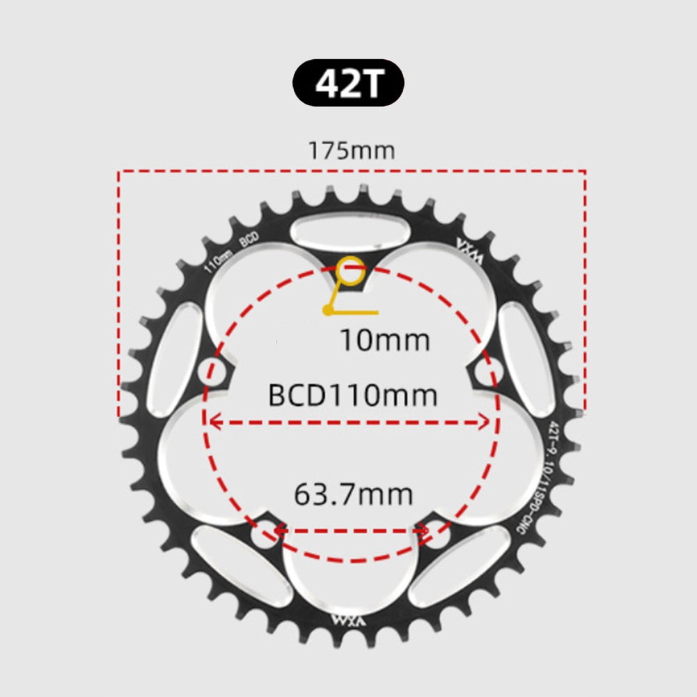 Road Bike Single Chainwheel 110Bcd 5 Bolts 42T 44T 46T 48T Narrow Wide ...