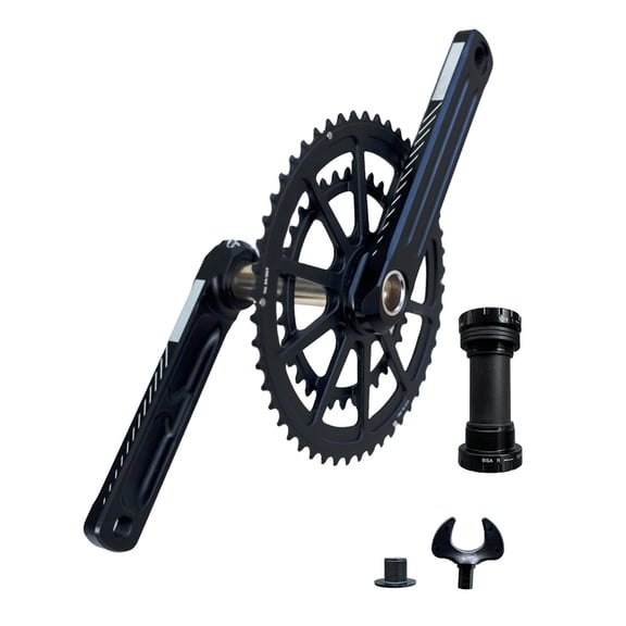 Road Bikes 165mm Crank Arm Crankset Double Speed Round 34T-50T Chainring Hollows Integrated Crankset for 9/10/11 Speed
