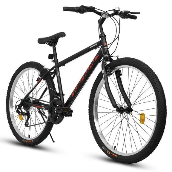 Road Bikes, A26338 26 Inch Carbon Steel Frame Mountain Bike,21-Speed Dual V-Brake, Adult and Teens Bicycle for Mountain, Black+Red Mountain Bikes,Steel Bicycles, Fitness & Sports Outdoor Bikes