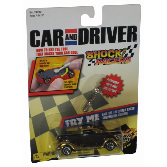 Road Champs Car And Driver Shock Racers (2000) 1933 Ford Coupe Black & Gold Jakks Pacific Blue Toy Car