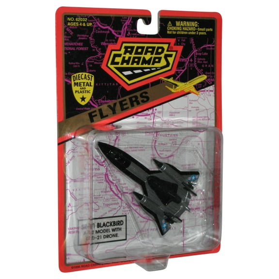 Road Champs Flyers (1996) SR-71 Blackbird A-12 Model Toy Plane w/ GTD-21 Drone