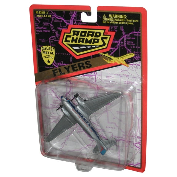 Road Champs Flyers (1996) Silver Fly Eastern Air Lines Airplane Toy Plane - (Dented Plastic)