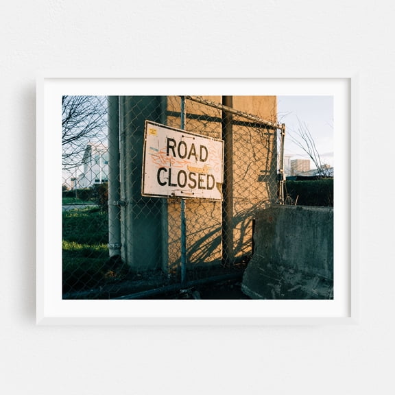 Road Closed, Rockaways - Queens New York Photography Graffiti Street Photography Cityscape Architecture Vintage White Framed Wall Art Print 6 x 8 inches