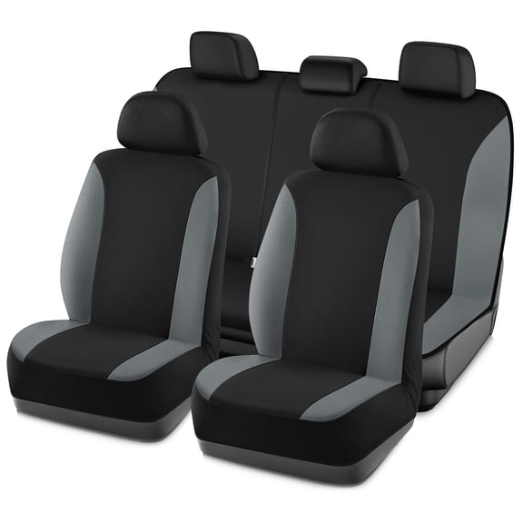 Road Comfort PolyPro Car Seat Covers Full Set – Front and Rear Split Bench, Easy to Install Cover Set, Univesal Fit For Auto Trucks Van SUV -Gray