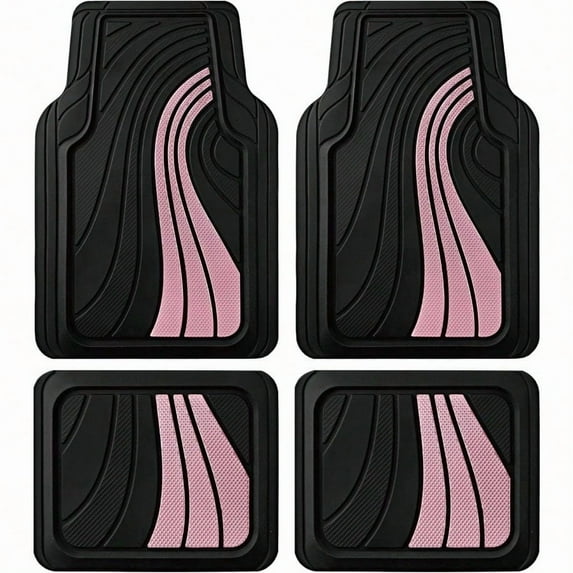 Road Comforts Car Floor Mats Full Set Front Rear Car Floor Mats with Aluminum Design AntiSlip Backing AllWeather Protection TrimtoFit Car Mats for Most Sedans SUVs Pink