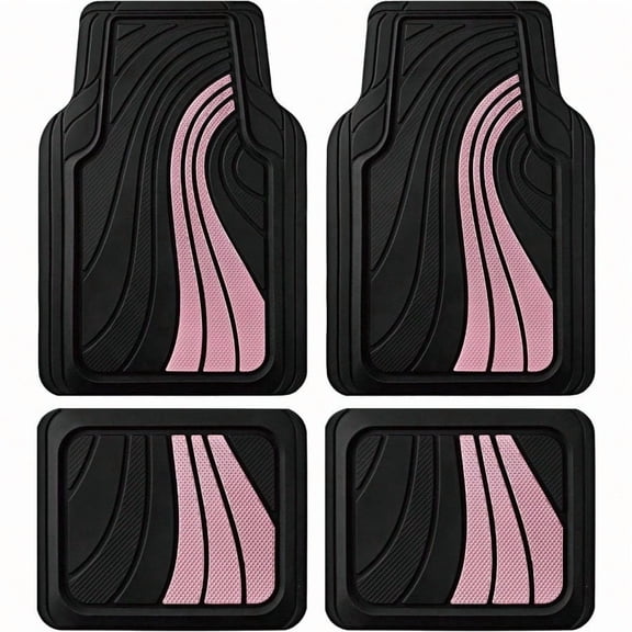 Road Comforts Car Floor Mats Full Set Front Rear Car Floor Mats with Aluminum Design AntiSlip Backing AllWeather Protection TrimtoFit Car Mats for Most Sedans SUVs Pink