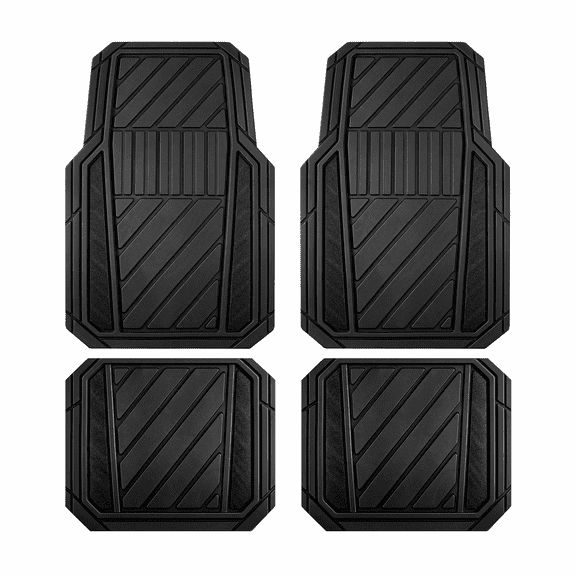 Road Comforts Car Floor Mats Set, Glitter Car Floor Mats Full Set,Trim-to-Fit All Weather Automotive Floor Mats, Easy-Clean Universal,4 Piece Black Sparkly