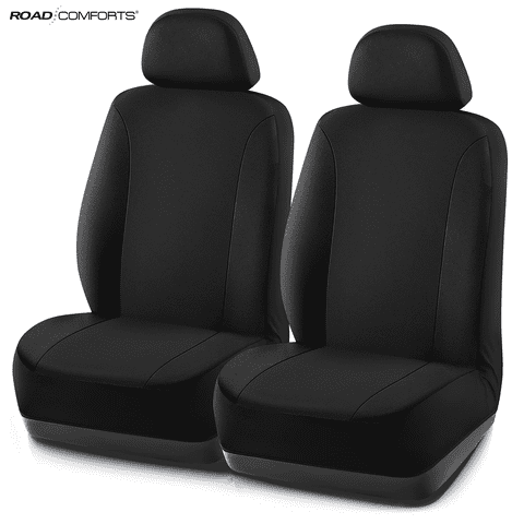 Road Comforts Car Seat Covers, PolyPro Front Seat Covers Set, Universal Fit Car Seat Protector for Cars Trucks Vans SUVs, Breathable, Easy to Install,Black Front Seat