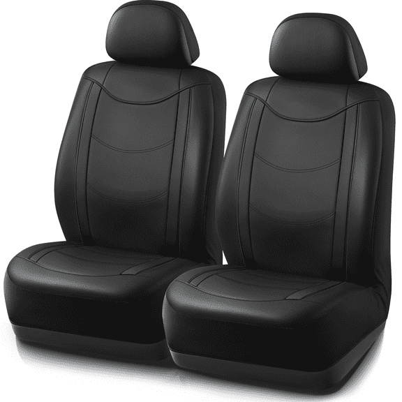 Road Comforts Sport Car Seat Covers, Leather Front Seat Covers  Protectors, Breathable Comfortable Auto Seat Covers, Anti-Slip Universal Fit for Cars, SUVs & Trucks, Black