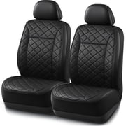 Road Comforts Car Seat Covers, Lauxury Diamond Quilted Leather Front Bucket Seat Covers, Airbag Compatible, Universal Fit Automotive Seat Covers with Piping Tri