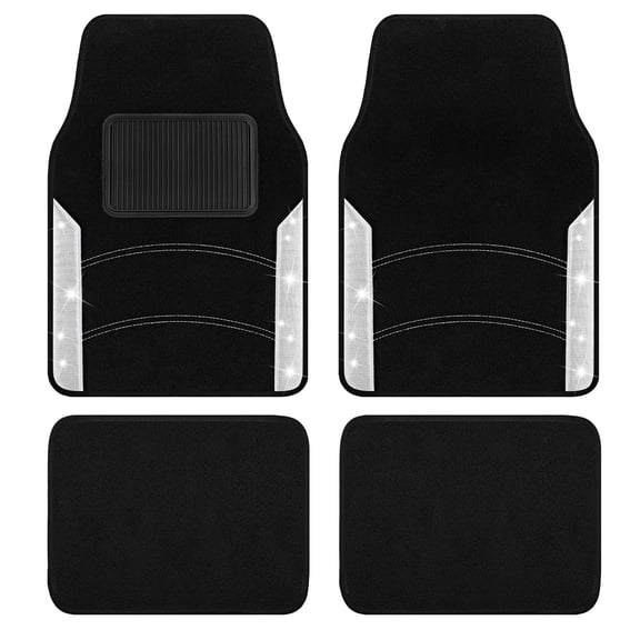 Road Comforts Glitter Cat Mat – Non-Slip, Soft, and Stylish Carpet Mat for Cars, Trucks, and SUVs - Sliver