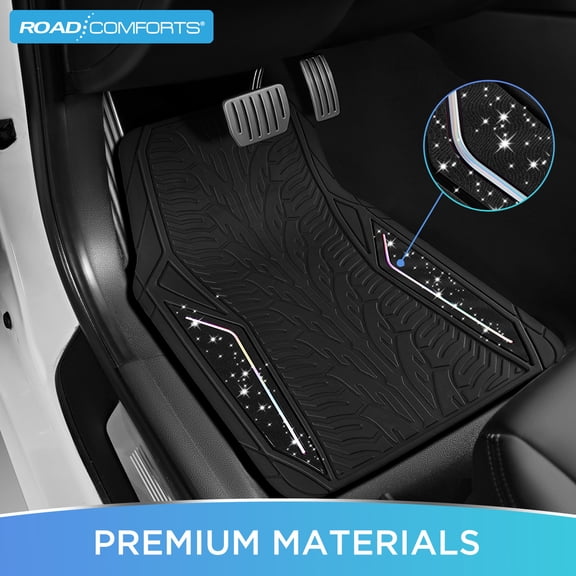 Road Comforts Hyper Pillar Car Floor Mat - All-Weather, Universal Fit for Most Cars Beige Hot Black