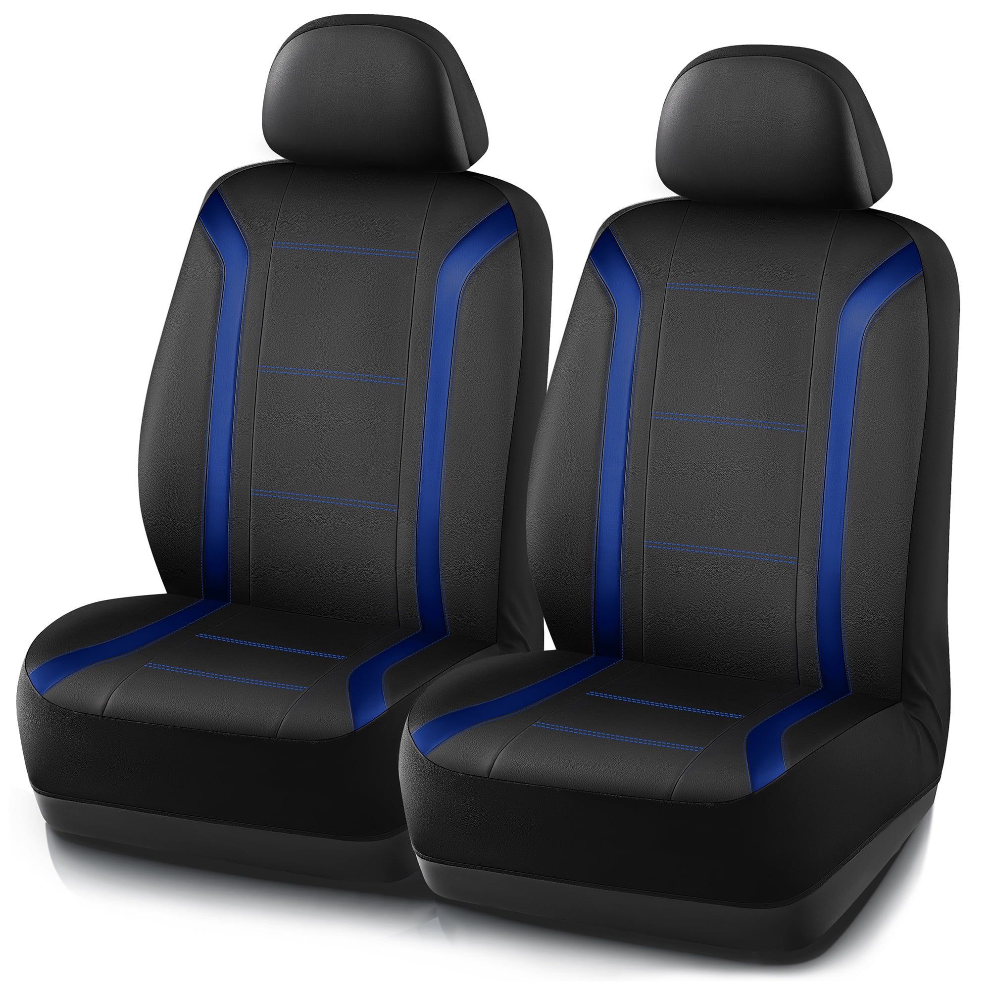 Road Comforts Leather Car Seat Cover,Sports Style Car Seat Cover,Breathable,Non-Slip,Universal Fit,Blue Front Seats