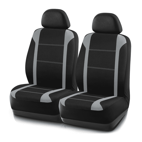 Road Comforts Sport Car Seat Covers,Polyester Car Seat,Athletic Style Comfortable Front Seats, Breathable Fabric Seat,Anti-Slip Airbag Compatible Universal Fit for Cars SUVs Trucks,Gray