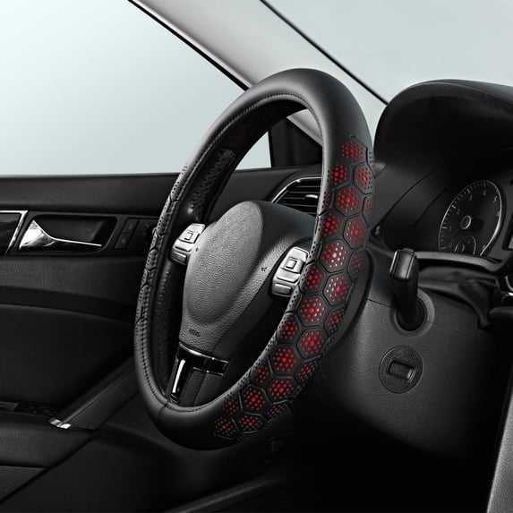 Road Comforts Two Tone Hex Sports Steering Wheel Cover Red-Universal Fit, 24MP09 - 0.79Lbs