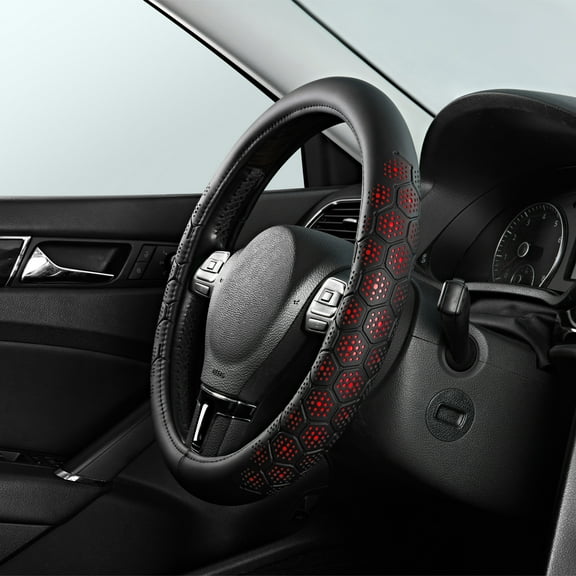 Road Comforts Two Tone Hex Sports Steering Wheel Cover Red-Universal Fit, 24MP09 - 0.79Lbs