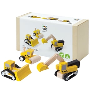 PlanToys Road Construction Set Wooden Montessori Imaginative and Fine Motor Play Toy | Coordination, Creativity and Social Skill Building Activity | Eco Friendly Vehicle Set for Open Ended Play