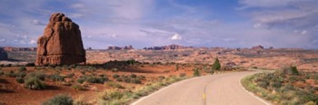 Road Courthouse Towers Arches National Park Moab UT USA Canvas Art - Panoramic Images (18 x 6)