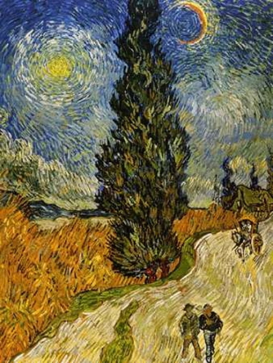 Road Cypress And Star Canvas Art - Vincent Van Gogh (18 x 24)
