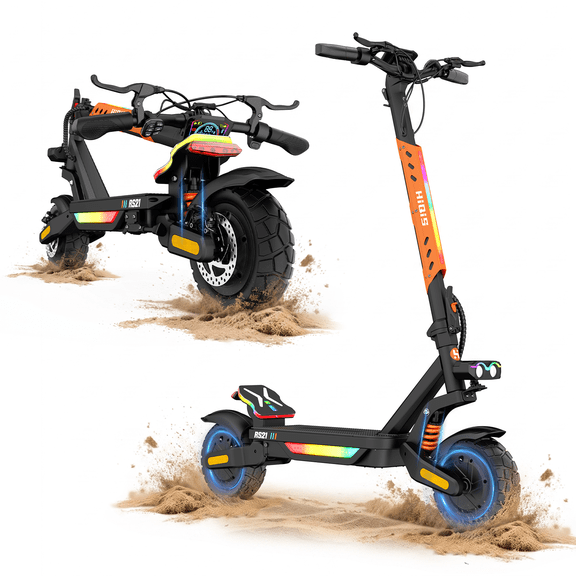 Off Road Electric Scooter for Adults, 1200W*2 Peak Motor Fast E Scooter, Up to 34MPH & 34Miles Long Range, 10" Off-Road Tires, 330lbs MAX Load, Foldable UL 2272