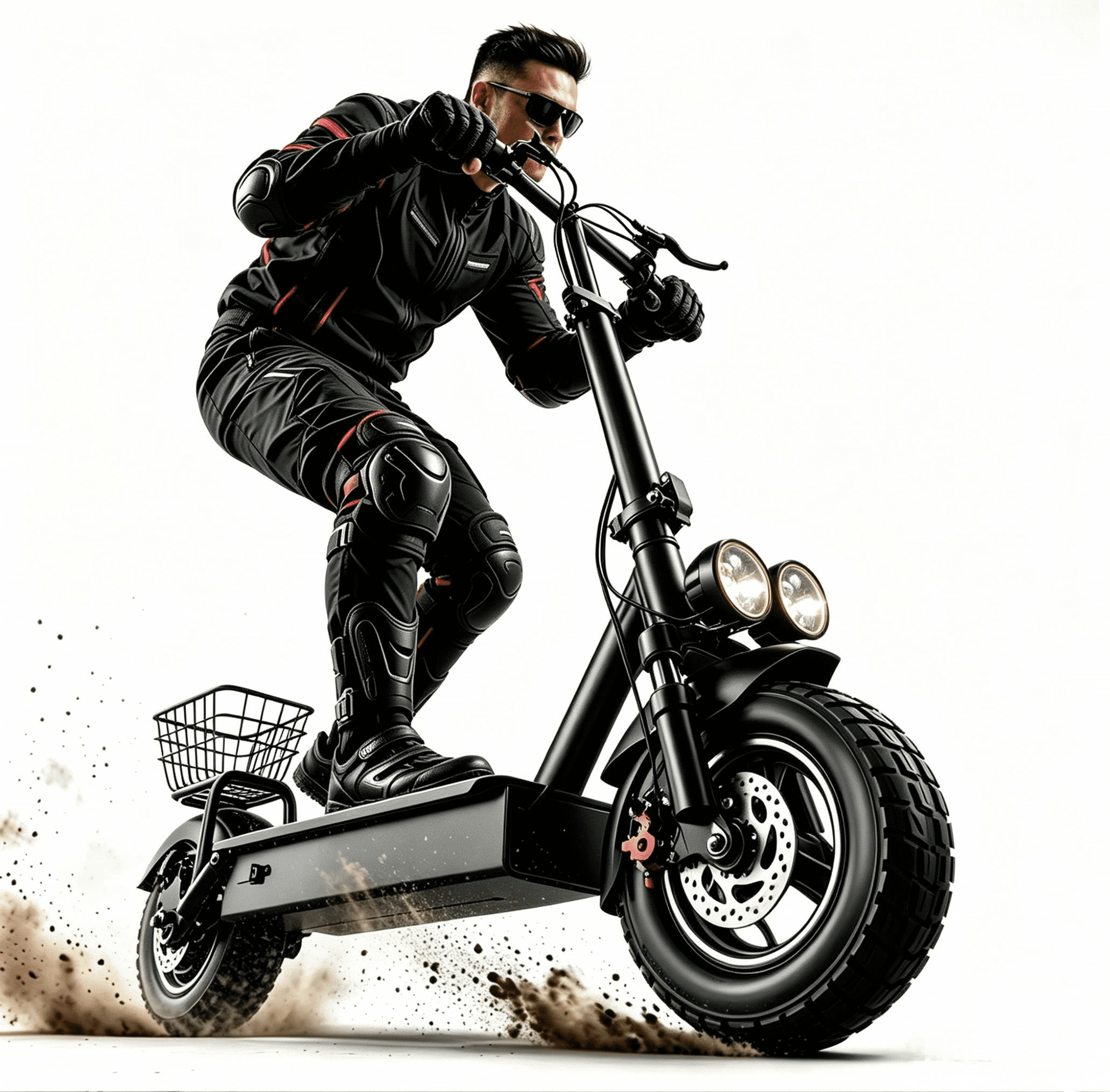 Off Road Electric Scooter,Peak 1200W 45Mile Long Range 25Mph 3Speed, Dual & Seat Suspension All Terrain Tire Ride Heavy Duty Foldable Scooter with Seat UL2272
