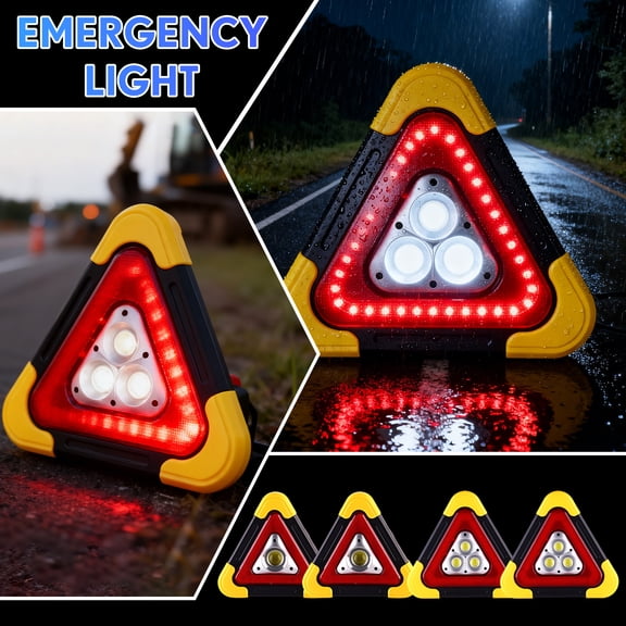 Road Emergency Triangles - Solar Emergency Triangle Light - 7.4x6.7 inch Emergency Triangles Reflective Car Safety Stand for Roadside Parking, Portable Vehicle Kit Accessory A, 1Pcs