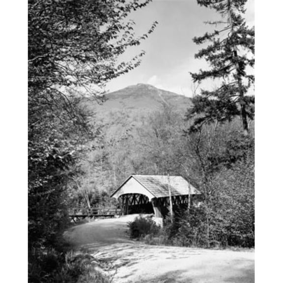 Road Leading Towards A Covered Bridge New Hampshire USA Poster Print, 24 x 36 - Large