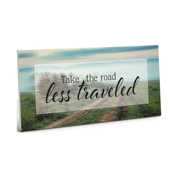 Road Less Traveled Green Path Landscape 10 x 5 Wood Wall Sign Plaque