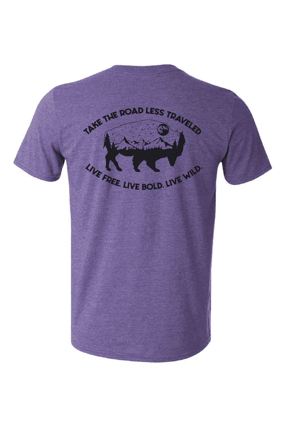 Men's 'Road Less Traveled' Mountain Buffalo Camping T-Shirt