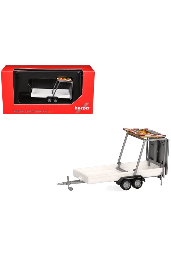 Road Maintenance Trailer White with Striped Top 1/87 (HO) Plastic Model by Promotex