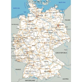 Road Map of Germany Poster - Detailed Travel & Reference Guide | Gift Ideas 【Laminated】