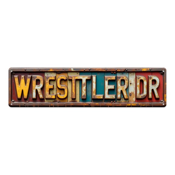 Road Marker 16*4 inches "WRESTTLER DR" Weathered Finish Sturdy Build