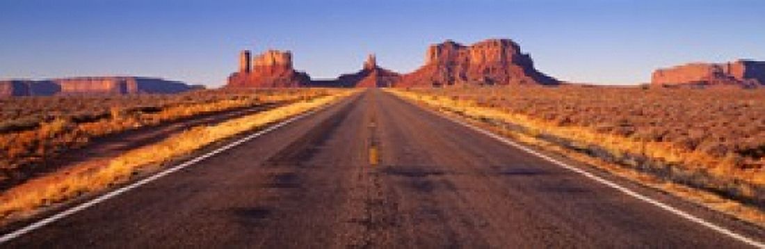 Road Monument Valley Arizona USA Canvas Art - Panoramic Images (18 x 6)