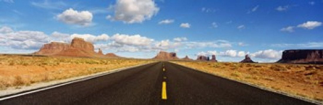 Road Monument Valley Arizona USA Canvas Art - Panoramic Images (18 x 6)