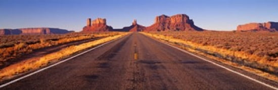 Road Monument Valley Arizona USA Canvas Art - Panoramic Images (36 x 12)