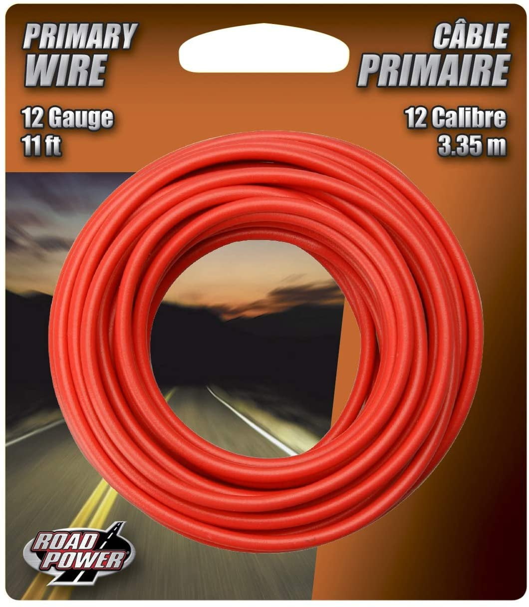 Road Power 55671533 12 Gauge, Red, 11-ft Automotive Copper Wire, 11