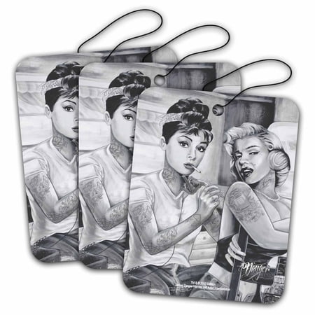 Road Rage Air Freshener - Vanilla Scent - Audrey & Marilyn Tattoo - 3 Pack
