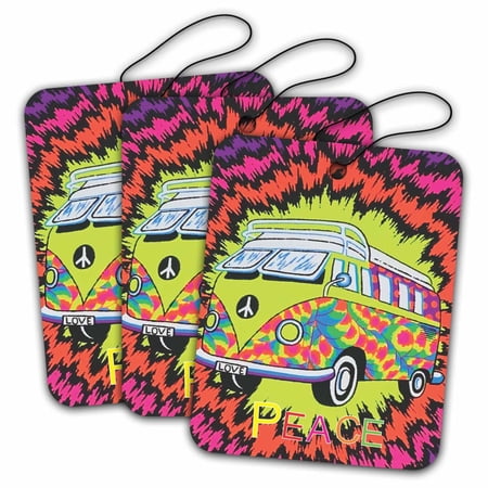 Road Rage Air Freshener - Vanilla Scent - Peace Bus - 3 Pack