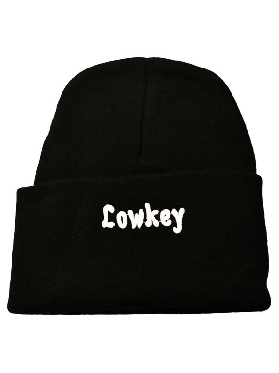 Lowkey Embroidered Beanie, Black, 1 Count